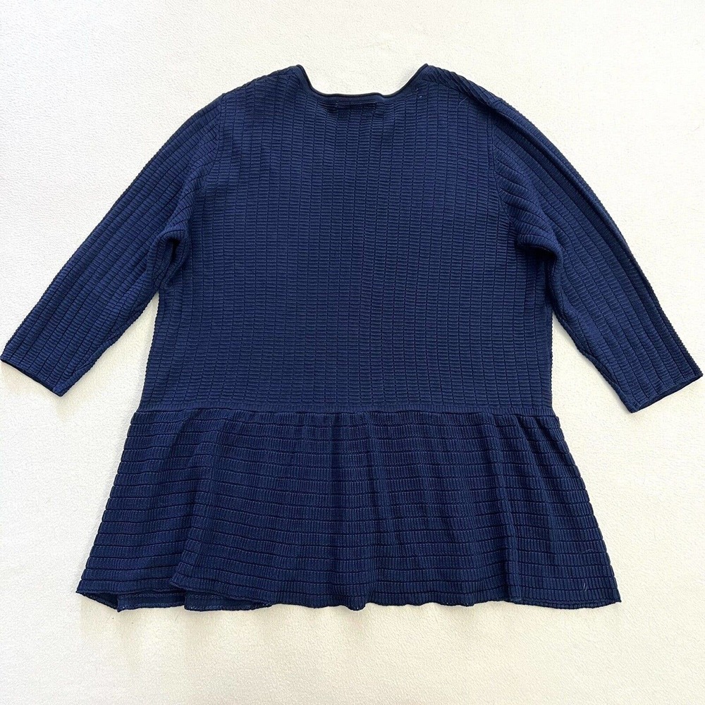 NWT Lane Bryant Plus Blue Knit Zip Front Peplum Jacket Sweater 3/4 Sleeve 14/16 - Picture 6 of 7